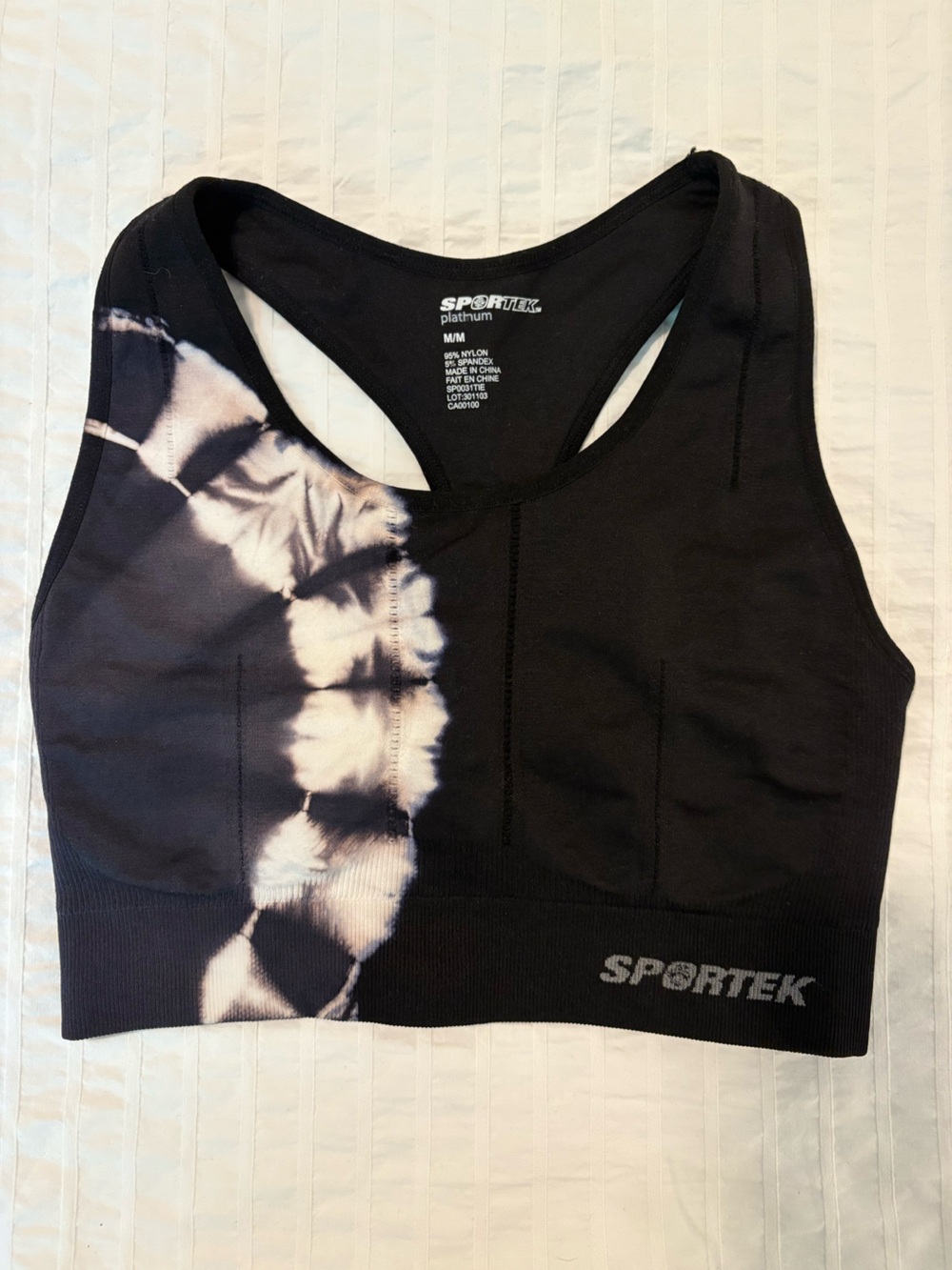 Women's vintage Black Tie-Dye Seamless Sports Bra